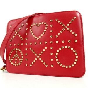 Moschino XO Red Leather Shoulder Bag
